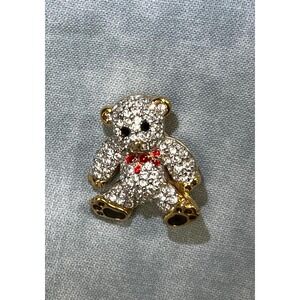 Vintage Swarovski crystal gold plated cloisonné enamel pin/brooch.